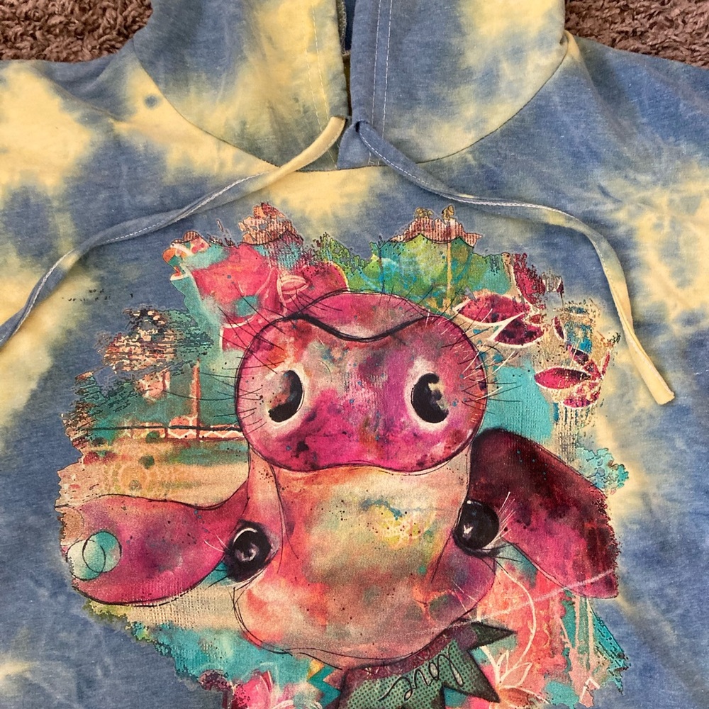 Owl/Cow cropped tie-the hoodie